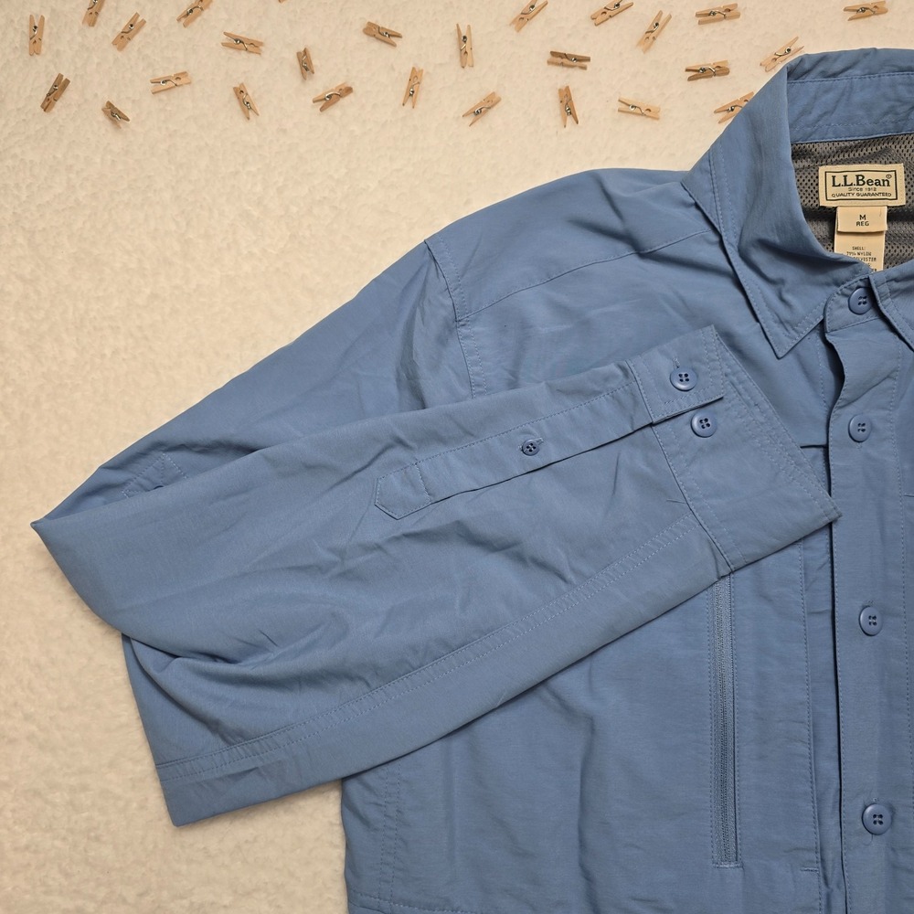 LL Bean Shirt Mens Size M Blue Long Sleeve Button Up Outdoors Hiking Fishing - Picture 6 of 16